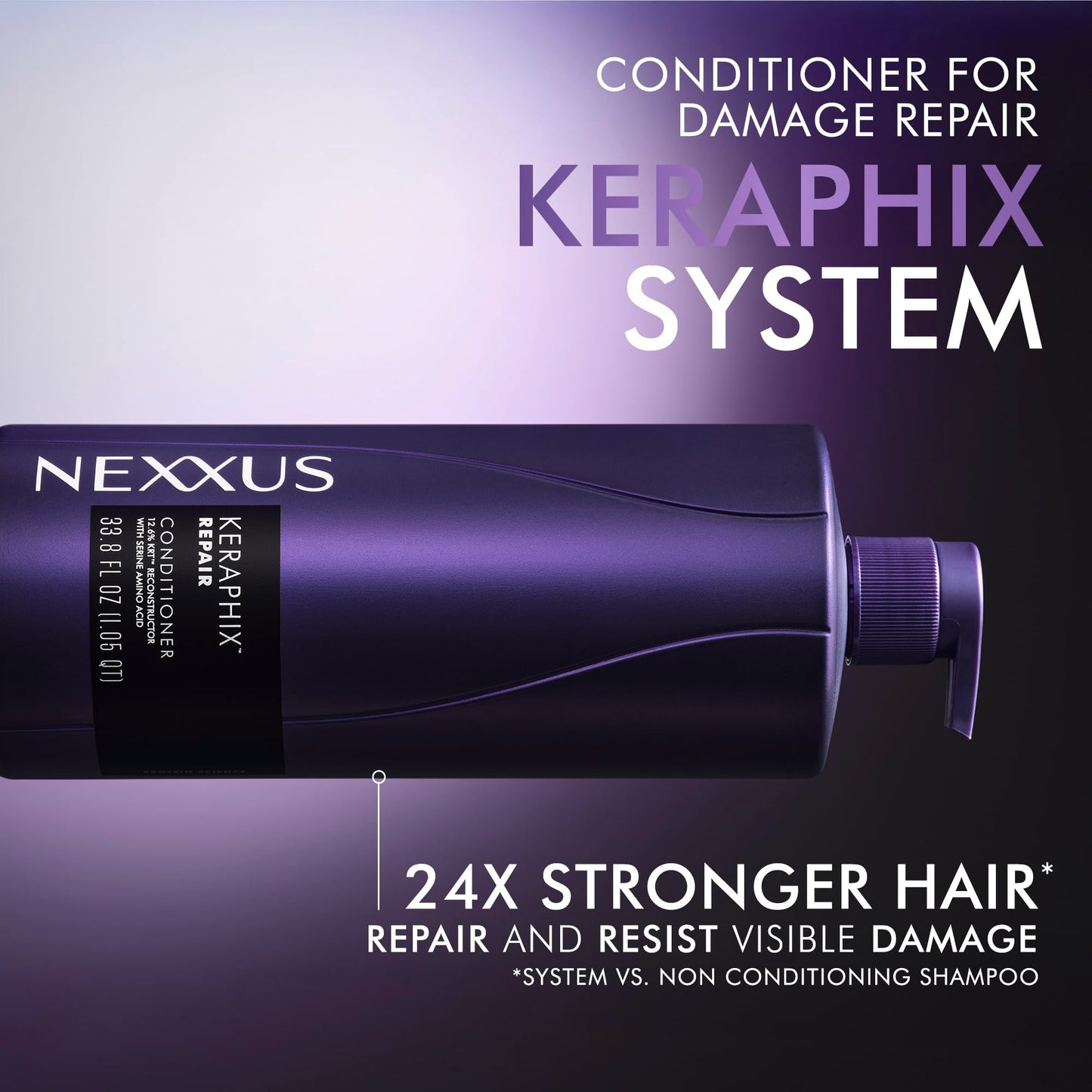 Black Nexxus KERAPHIX Conditioner Damage Repair for Damaged Hair Powered by KRT Keratin Resistance Therapy with Liquid Crystal Amino Acids 33.8 Fl oz