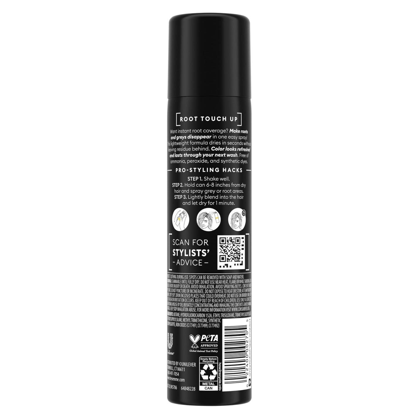 Dark Slate Gray TRESemmé Temporary Hair Color Root Touch-Up Dark Brown Ammonia-free, Peroxide-free Root Cover Up Spray 2.5 Fl Oz