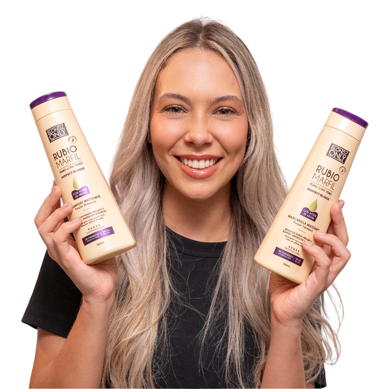 White Smoke Blondz Only Hair Purple Toning Mask | Eliminates Brassiness | Neutralizes Yellow & Orange Tones | Rubio Marfil Blonde Pearl with Argan Oil Perfect Blonde (Beige) 11.8 Fluid Ounce (350 ml)