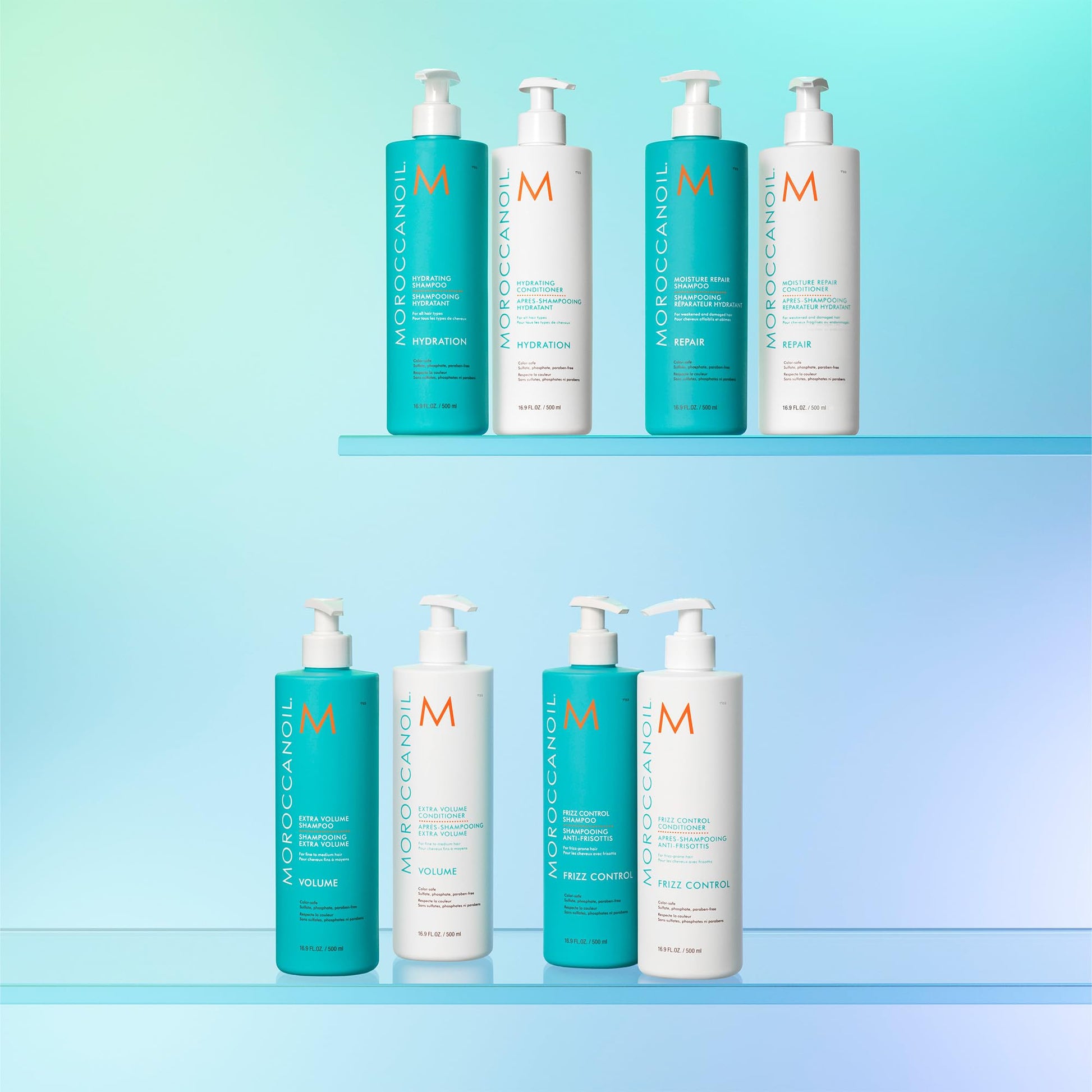 Pale Turquoise Moroccanoil Moisture Repair Shampoo & Conditioner Half-Liter Set
