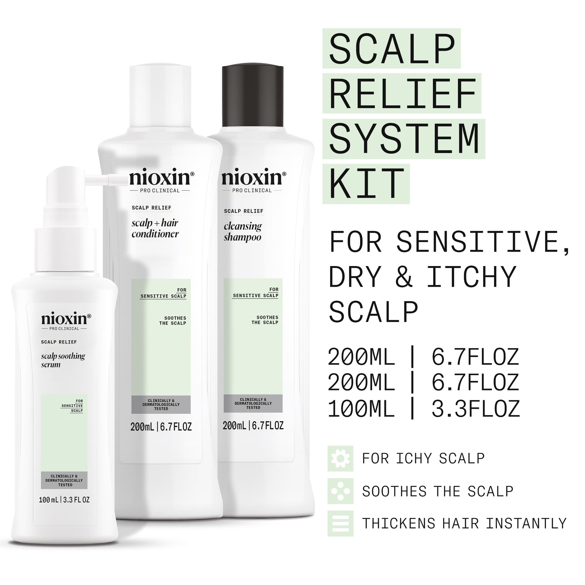 White Smoke Nioxin Scalp Relief System Kit | For Sensitive Itchy Scalp | Made with Aloe Vera and Vitamin E | Trial Size