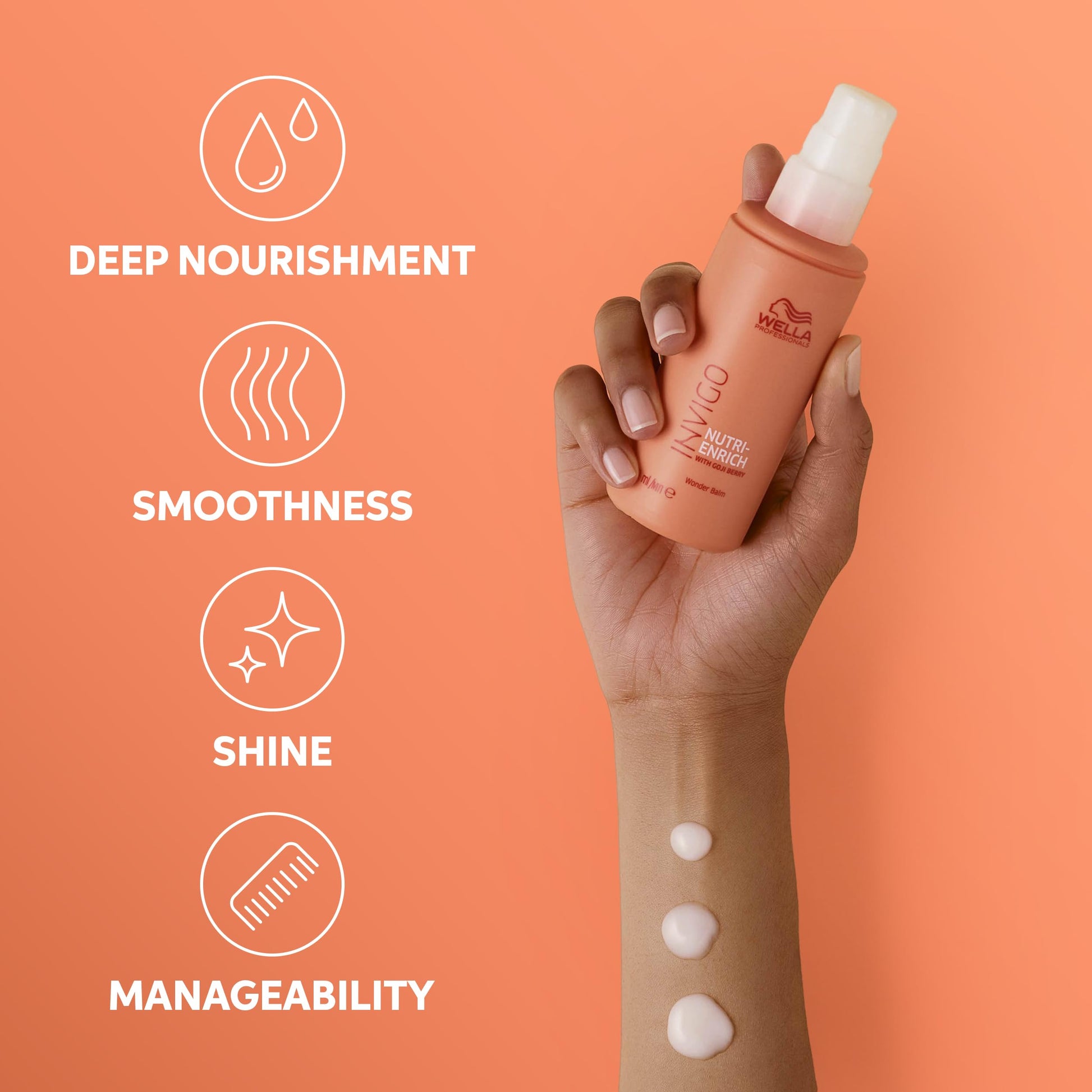 Salmon Wella Professionals Nutri-Enrich Leave-in Wonder Balm with Goji Berry | For Dry or Stressed Hair | Deep Nourishment, Smoothness & Manageability | 5.07 Fl Oz