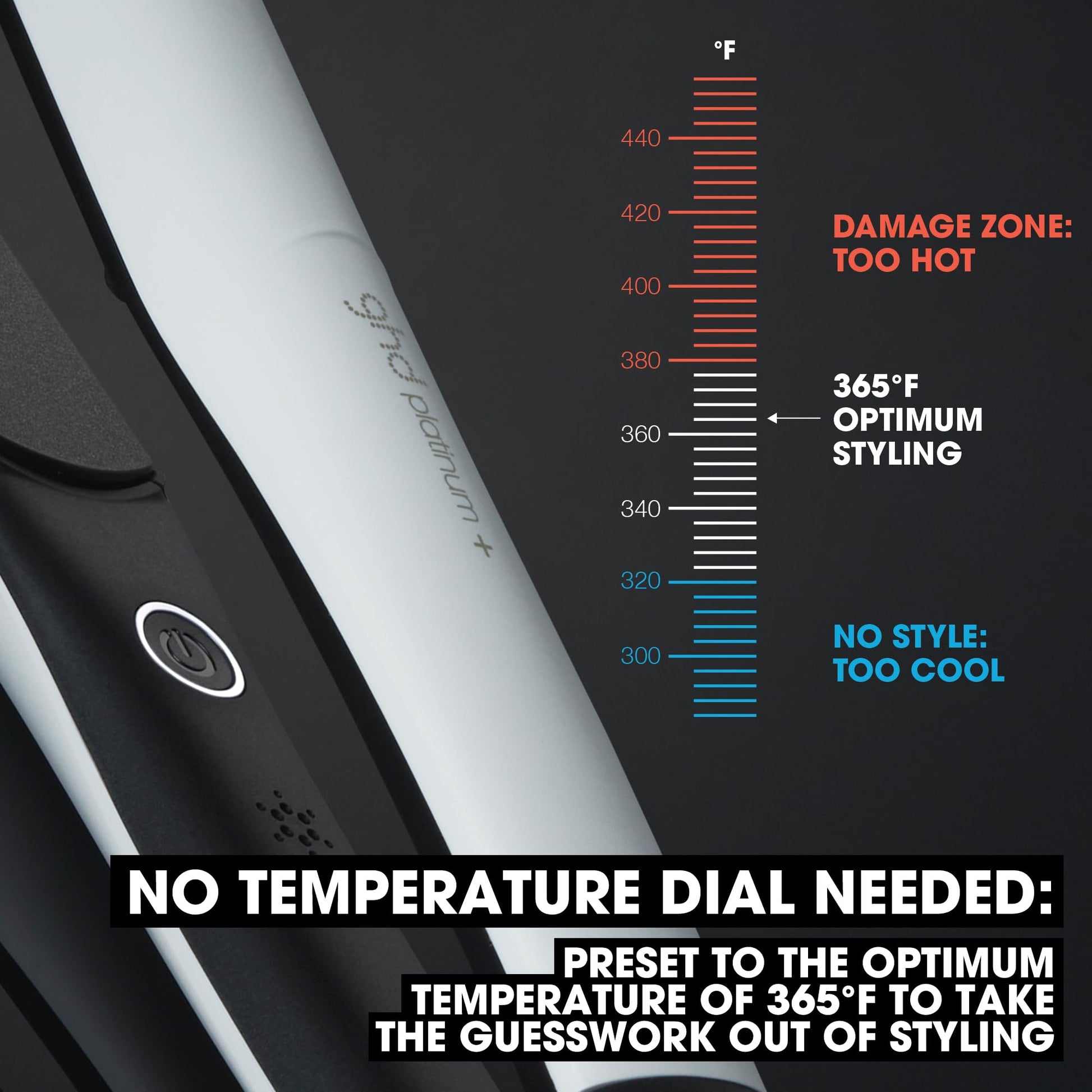Dark Slate Gray ghd Platinum+ Styler ― 1" Flat Iron Hair Straightener, Professional Ceramic Hair Styling Tool for Stronger Hair, More Shine, & More Color Protection - White