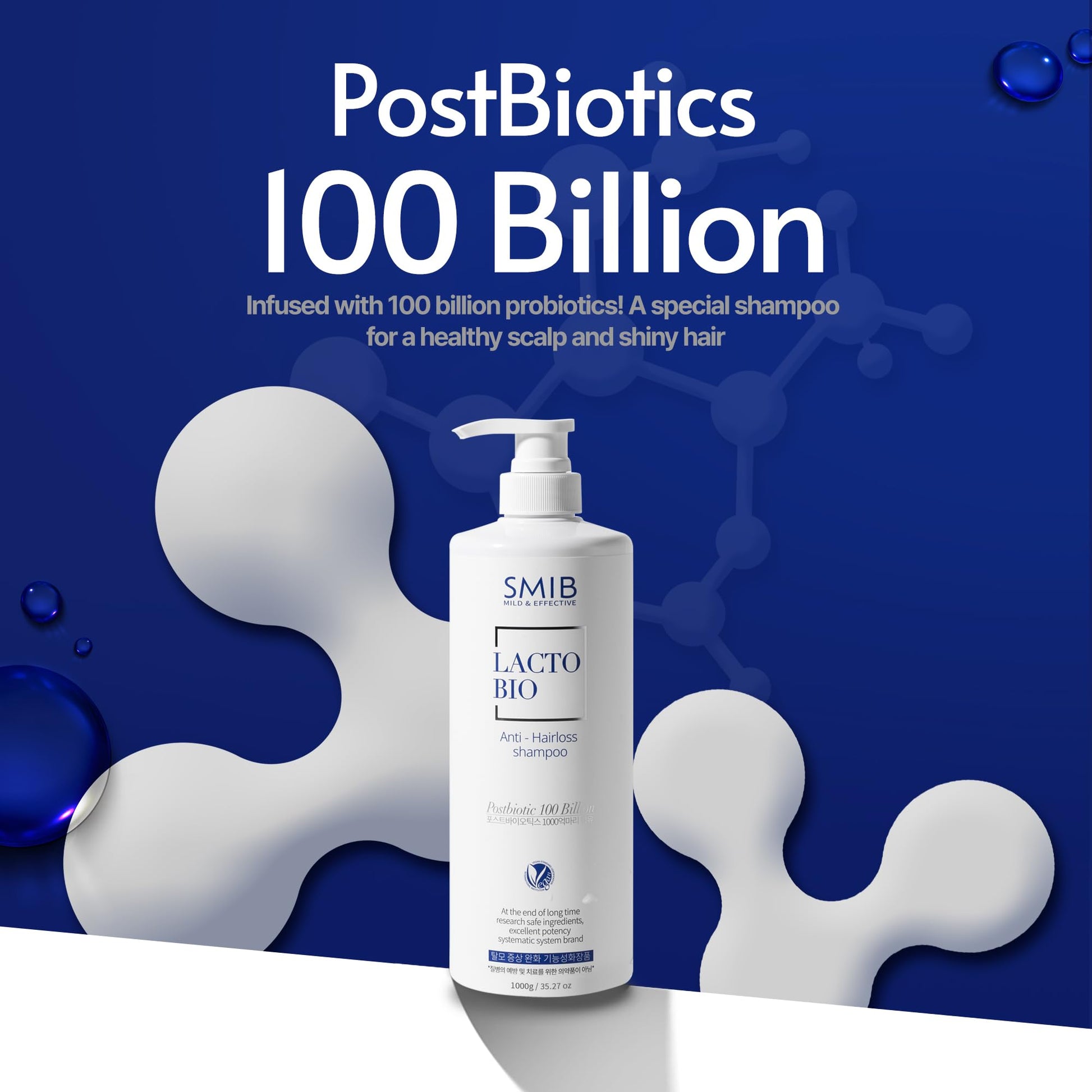 Midnight Blue SMIB Lactobio Shampoo – With 100 Billion Postbiotics – For Fuller-Looking Hair and Scalp Care – Korean-Inspired Formula (35.27 oz)