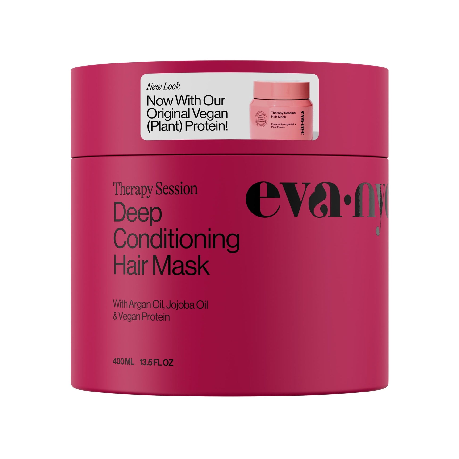 Maroon Eva NYC Therapy Session Deep Conditioning Hair Mask with Vegan Protein, Jojoba Oil + Argan Oil - Hydrate, Soften + Repair Hair Strength - Sulfate Free - Warm Vanilla Scent - 13.5 fl oz