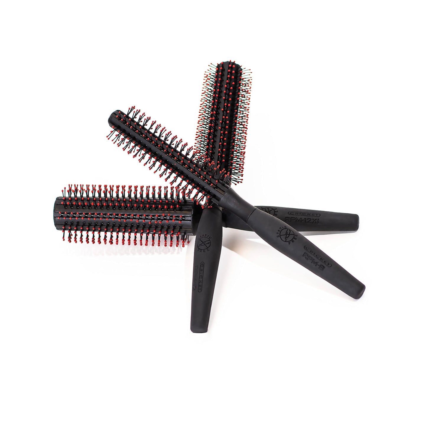 White Smoke Cricket Static Free RPM 8 Row Round Hair Brush - Curling, Blow Drying, Detangling and Styling Wet or Dry, Suitable for All Hair Types