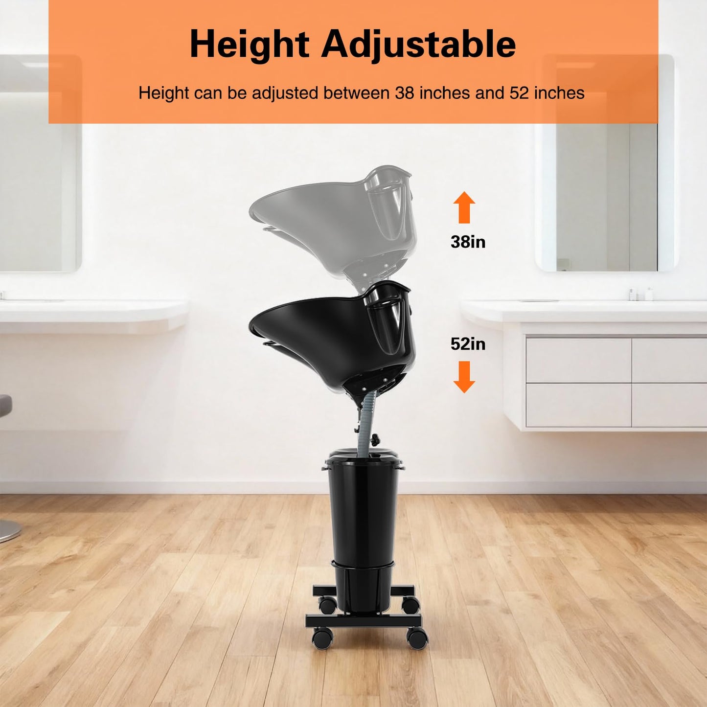 Lavender Portable Shampoo Bowl Unit Height Adjustable with 2 Bucket Hair Washing Station with Electric Pump and Drain Hoses, 270 Degree Rotation of Shampoo Basin Barber and Stylist Hair Salon Accessories