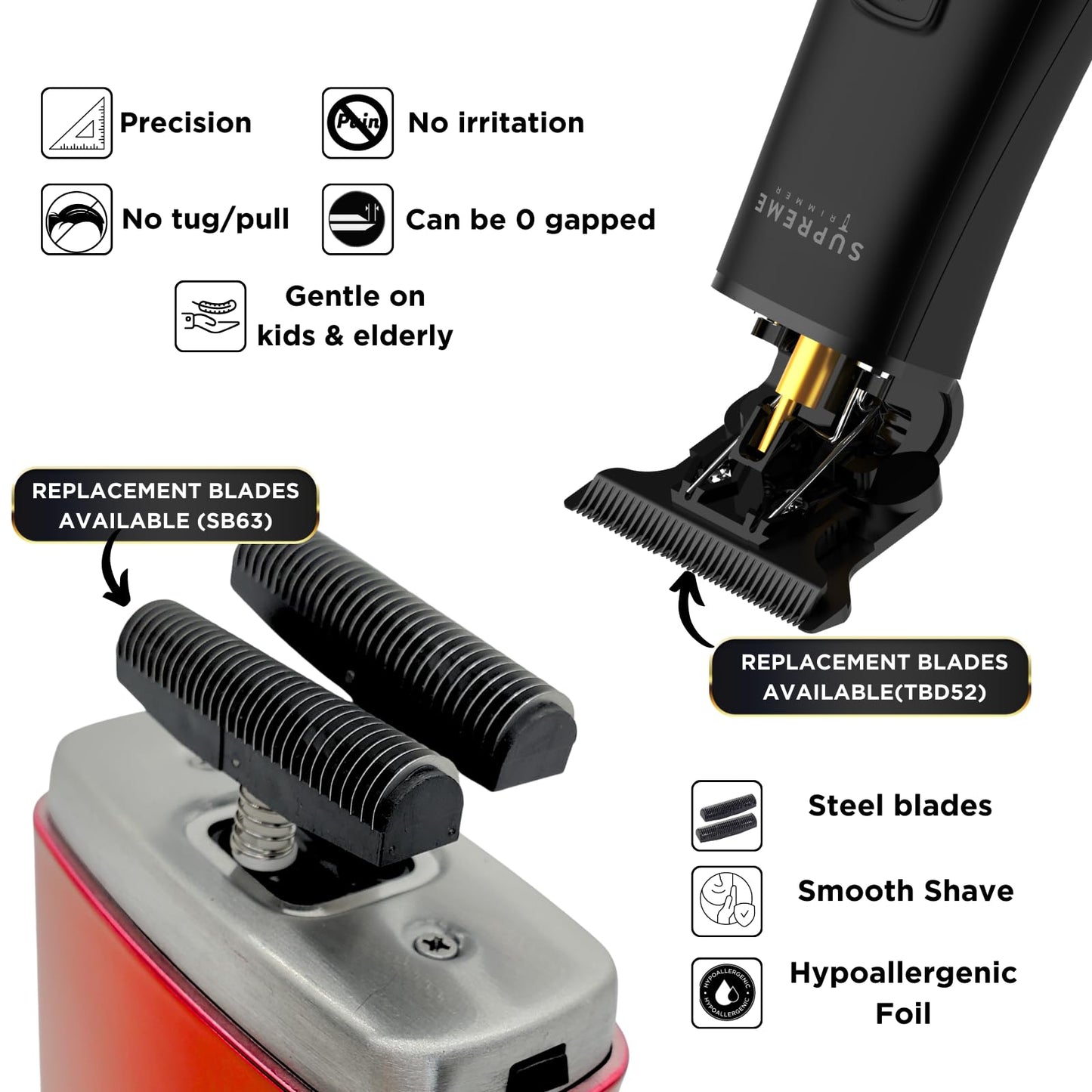 White Smoke Supreme Trimmer 2-in-1 T-Shaper Trimmer & Crunch Foil Shaver | STF602 Electric Razor & ST5210 Beard Trimmer Barber Haircut Kit | Gold
