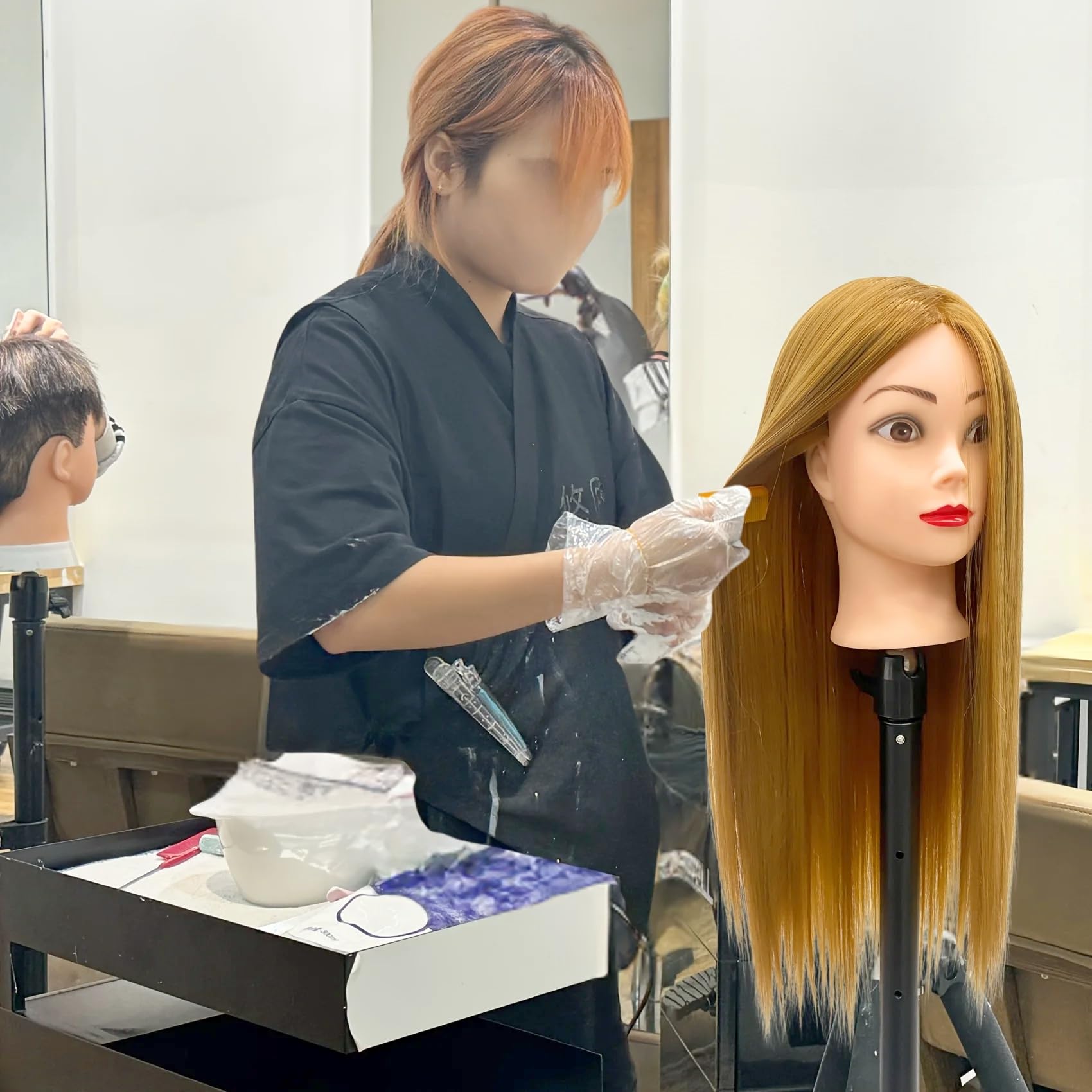 Antique White 26"-28" Light Auburn Hair Mannequin Head Practicing Braiding, Cosmetology Mannequin Head with Hair for Styling, Training Doll Head for Group Practice Braids Skills and Have Fun