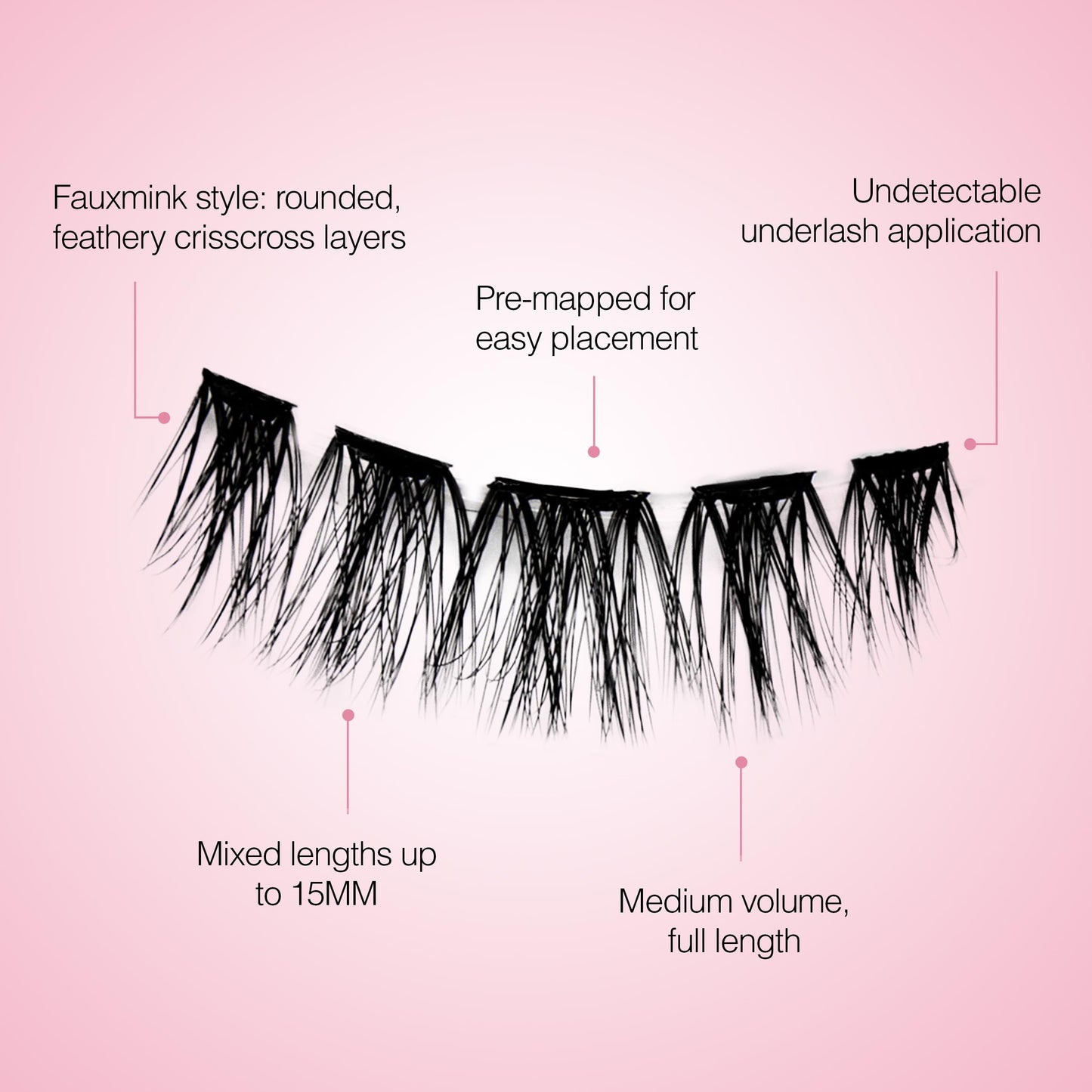 Misty Rose Ardell Press On Lashes Pre-Mapped DIY Lash Clusters - Fauxmink Volume, Pre-Glued Underlash, Easy to Apply False Eyelashes, Eyelash Extensions