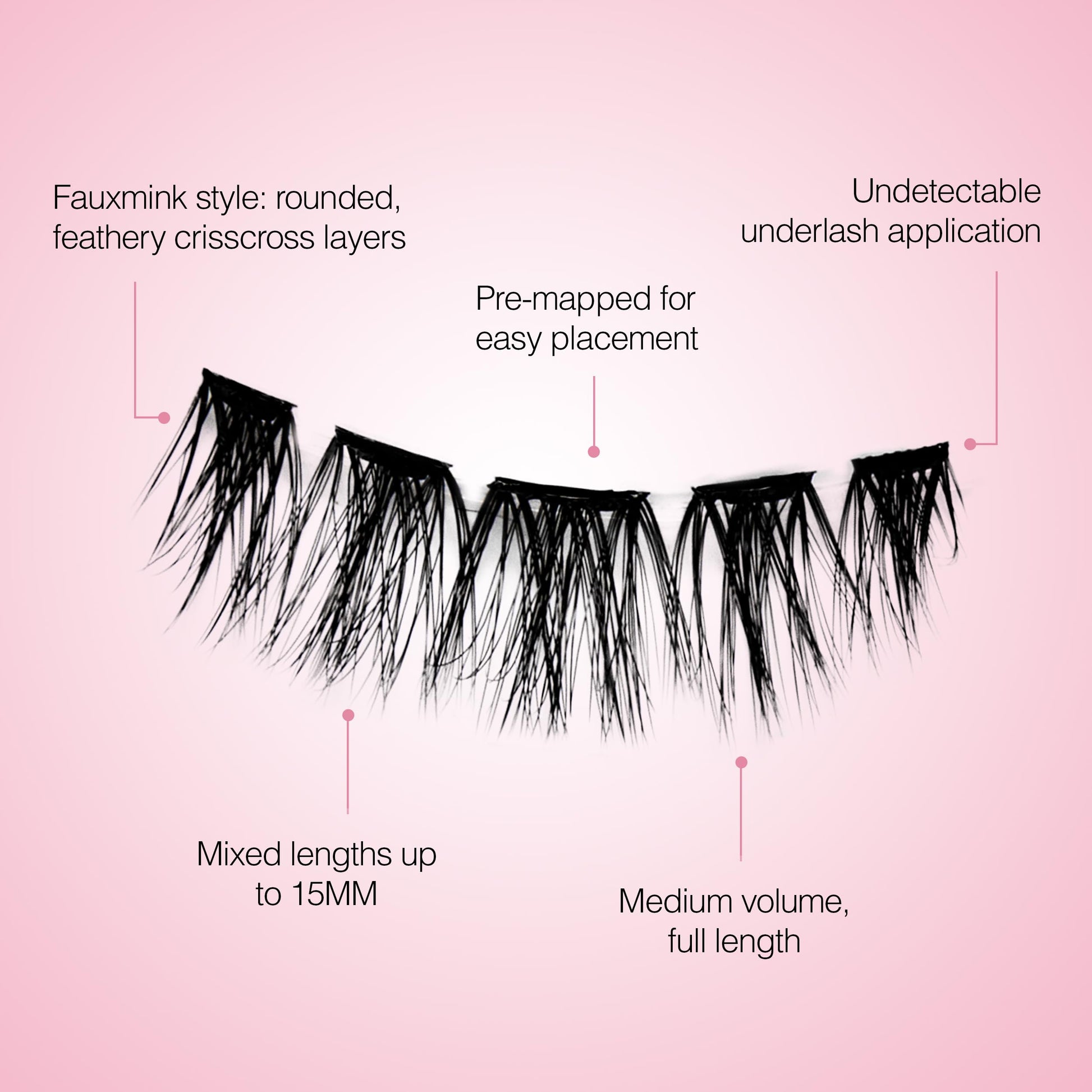 Misty Rose Ardell Press On Lashes Pre-Mapped DIY Lash Clusters - Fauxmink Volume, Pre-Glued Underlash, Easy to Apply False Eyelashes, Eyelash Extensions