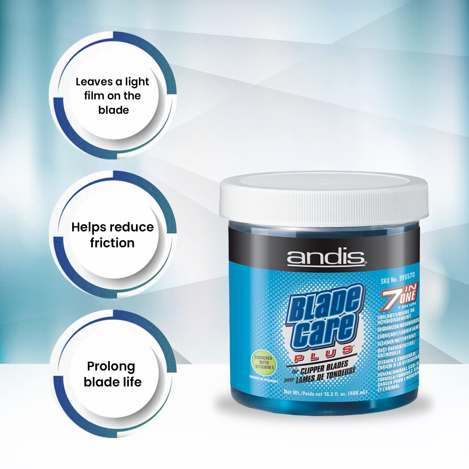 White Smoke Andis Blade Care Plus Jar