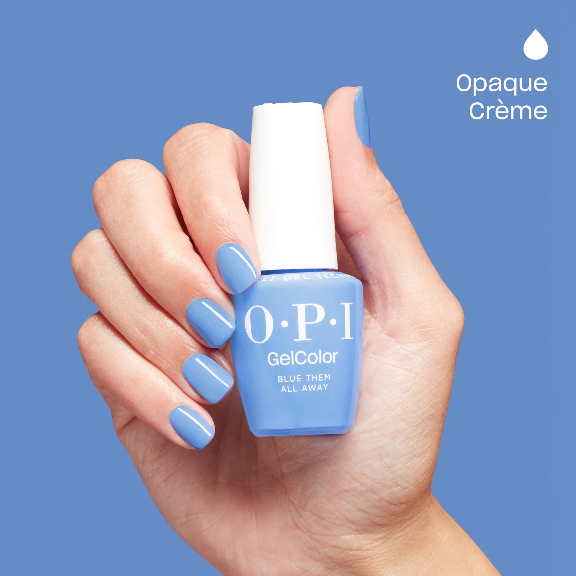 Cornflower Blue OPI GelColor Blue Them All Away | Opaque Bright Blue UV Crème Cure Gel Nail Polish | Make 'Em Jelly! Collection | Summer 2025