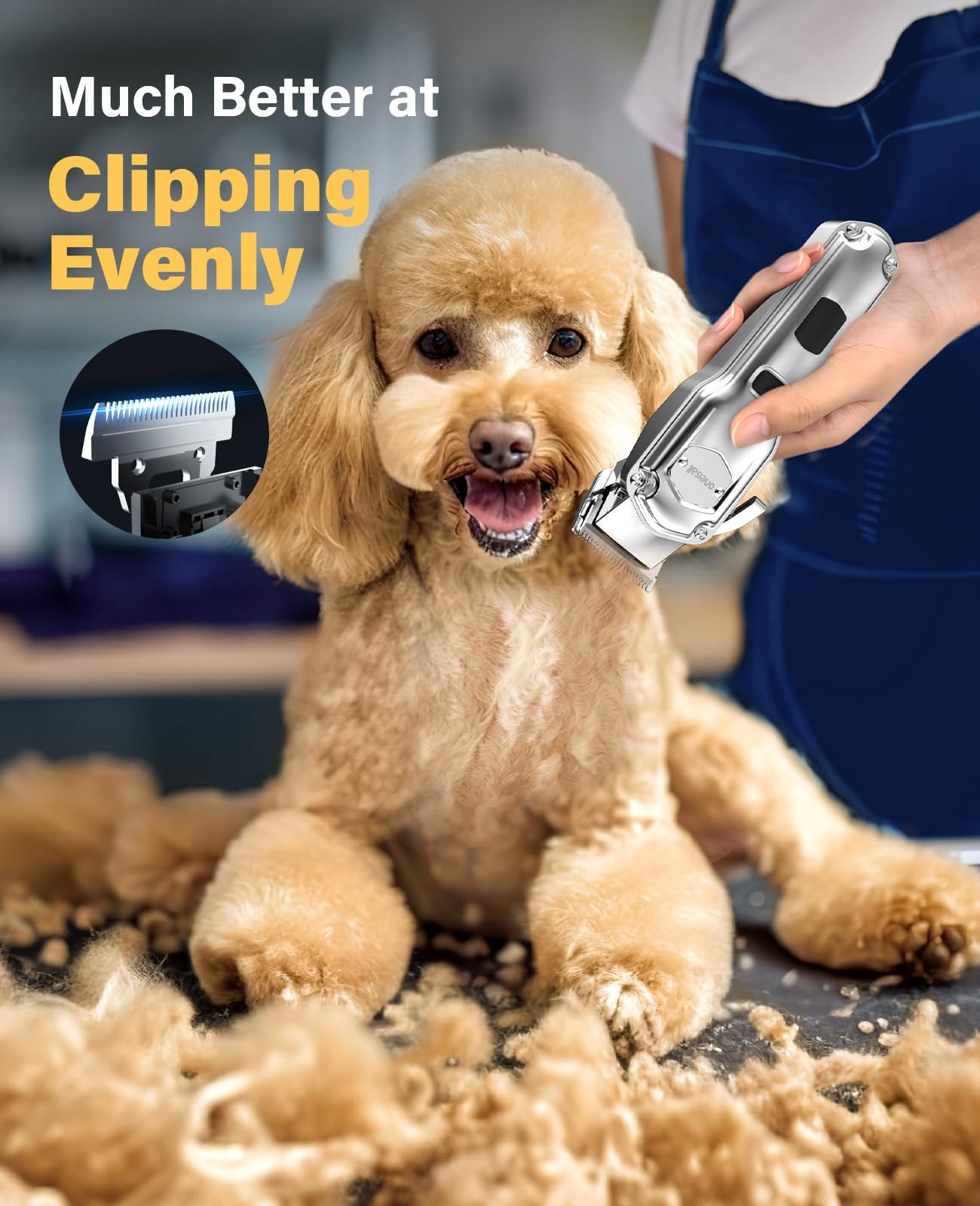 Midnight Blue oneisall Dog Grooming Kit for Heavy Thick Hair&Coats/Low Noise Rechargeable Cordless Waterproof Dog Clippers for Grooming Animals&Pets/Pet Shaver with Stainless Steel Blade and Paw Trimmer