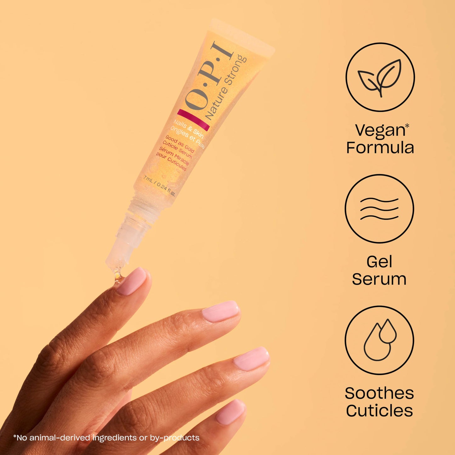 Light Goldenrod OPI Nature Strong Nails & Skin - Good as Gold Cuticle Serum | Hydrating Gel Serum to Soften & Sooth Cuticles On-The-Go | Enriched with Skin-Smoothing Emollients | 0.24 Fl Oz | 7 mL
