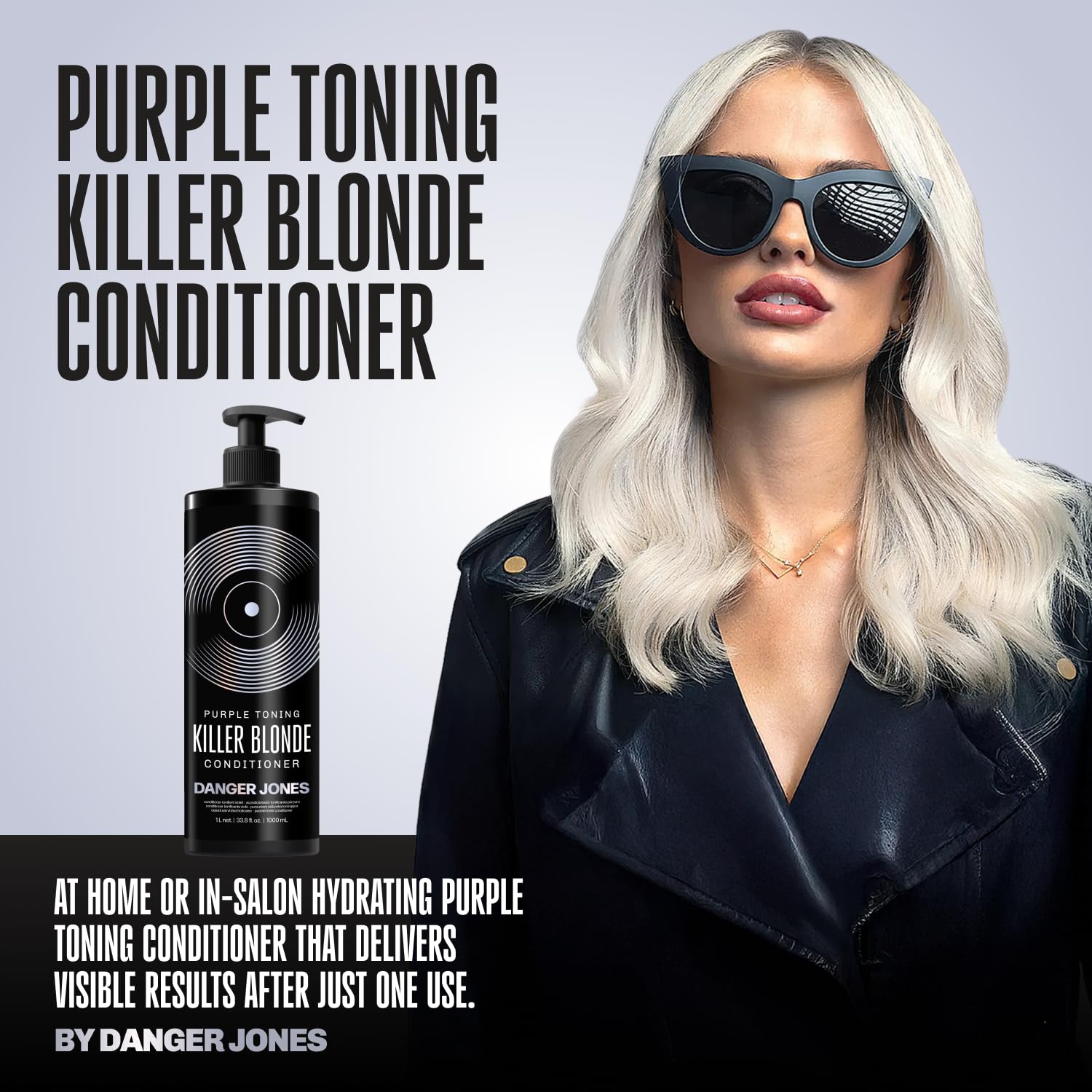 Black Danger Jones Killer Blonde Purple Toning Conditioner – Conditions While Neutralizing Brass, Smooths & Softens Hair – Hydrating Purple Conditioner for Blonde, Bleached & Grey Hair - 1L