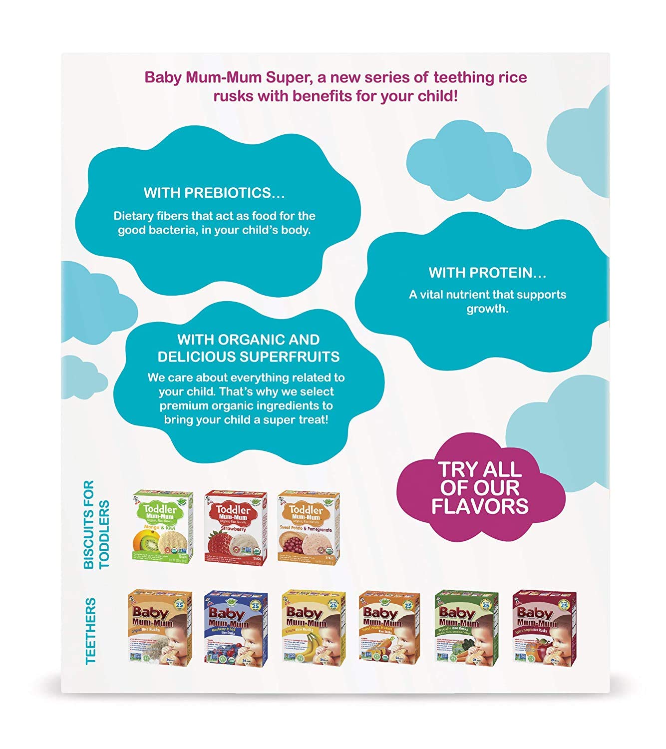 White Smoke Baby Mum-Mum Organic Gentle Teething Crackers, Super Berry | 24 Count (Pack of 6) | Gluten Free, Allergen Free, Non-GMO | Baby Snacks, Teether Relief Rice Rusk Cookies for Babies