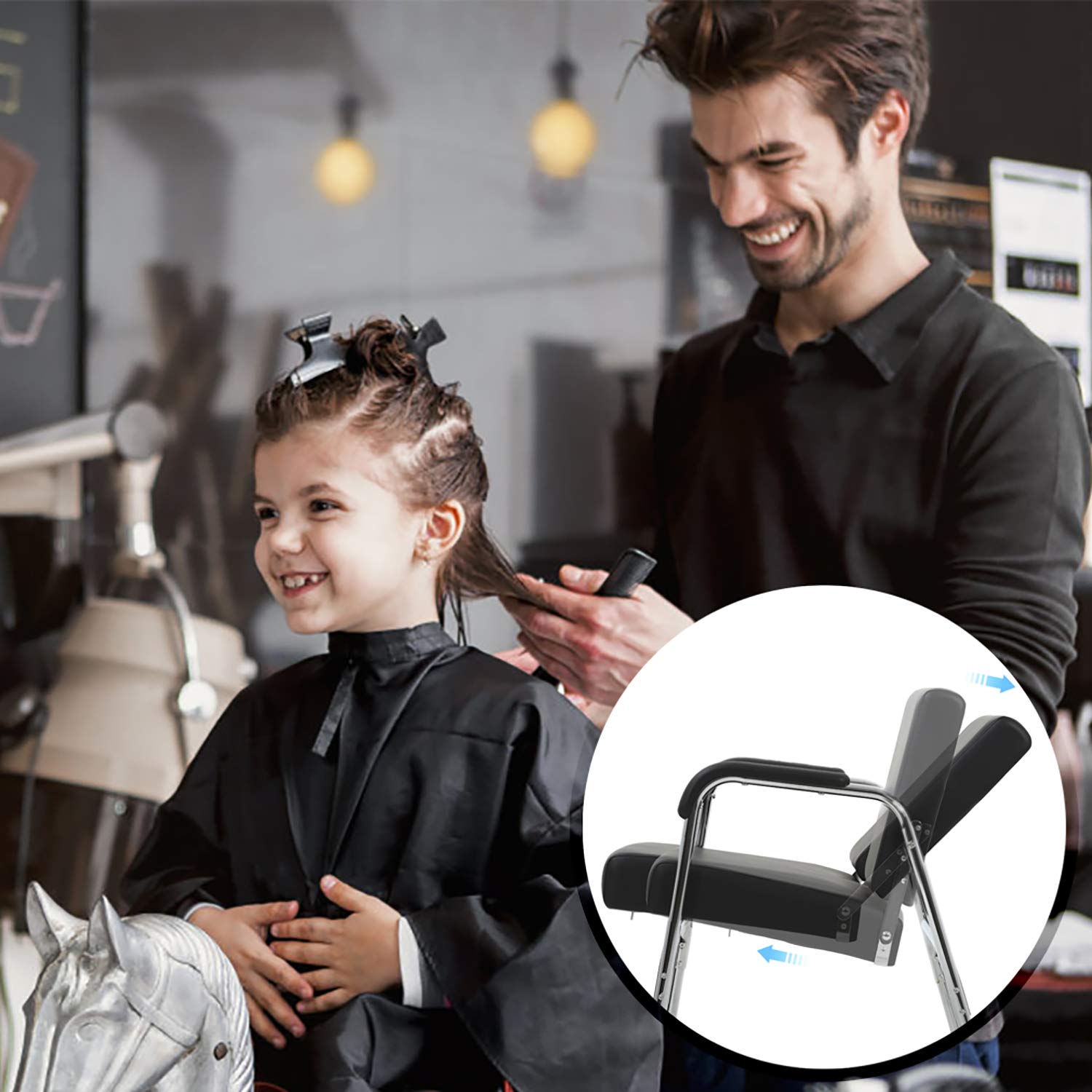 White Smoke PayLessHere Barber Chair Reclining Salon Chair for Hair Stylist Chair Portable Shampoo Chairs for Salon with Stable Metal Frame can Sit or Lie Down for Beauty and Hairdressing