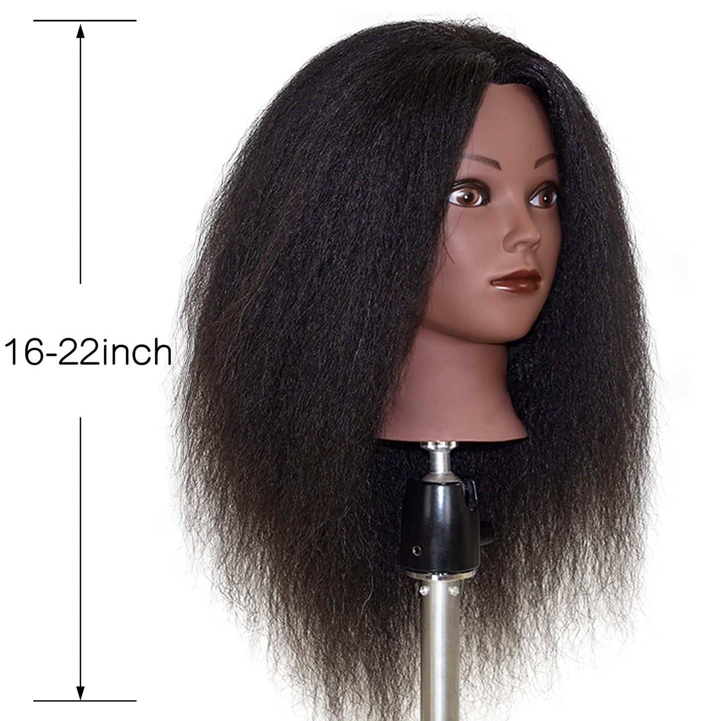 White Smoke ISHOT Mannequin Head Human Hair,16"100% Real Human Hair,Beauty School Hair Practice Head,Manikin Cosmetology Hairdresser Training Head,Doll Head