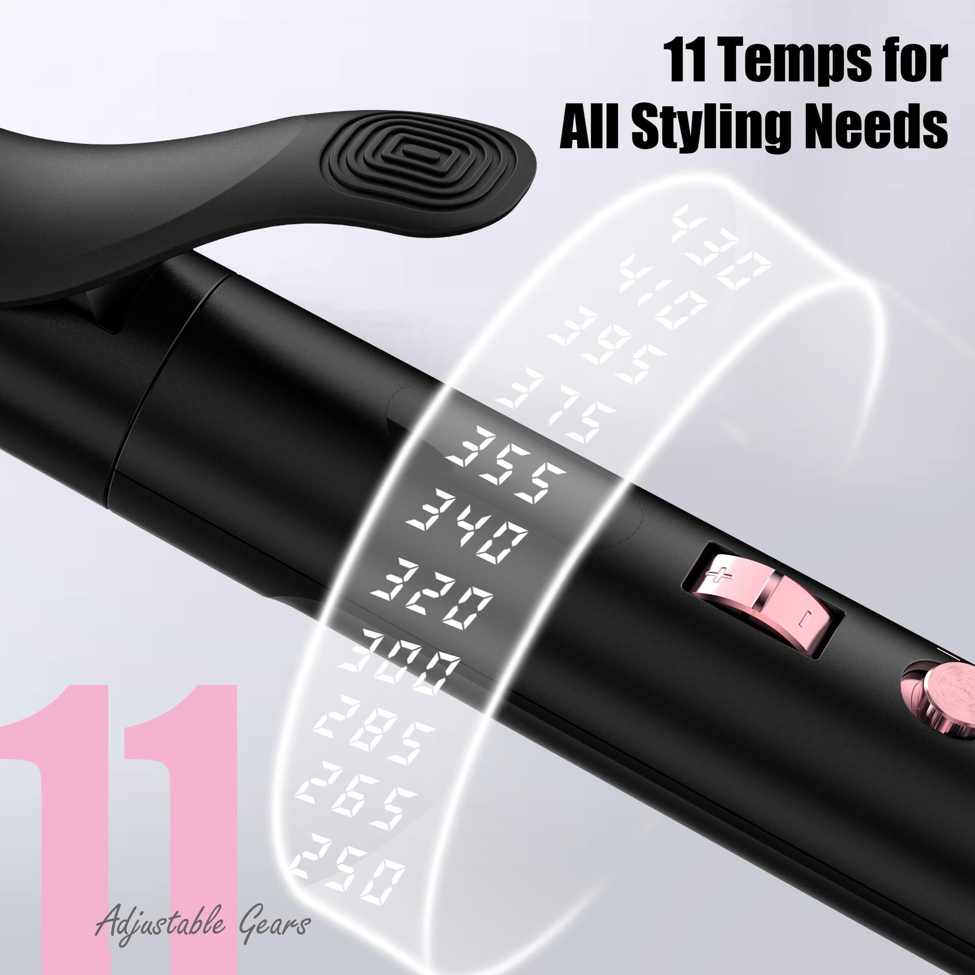 Lavender FARERY Long Barrel Curling Iron 1 Inch, Ceramic Curling Iron for Thin Hair, Infused Argan Oil & Keratin, Long Lasting Styling, 11 Adjustable Temp, Include Clips & Silicone Pad