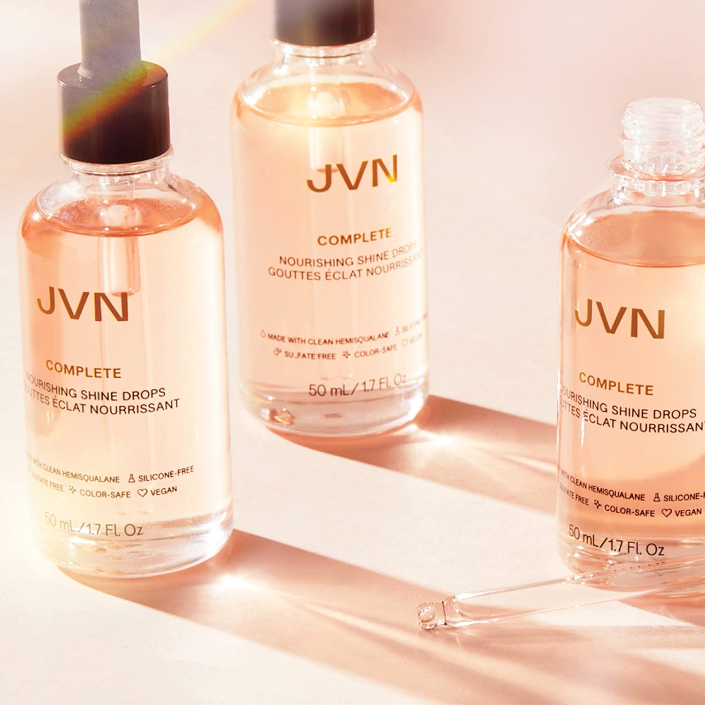 Antique White JVN Complete Nourishing Shine Drops, 1.7 Fl Oz, Frizz Fighting, Hair Smoothing Oil for Shine and Strength, Hair Care for Women and Men, Silicone Free