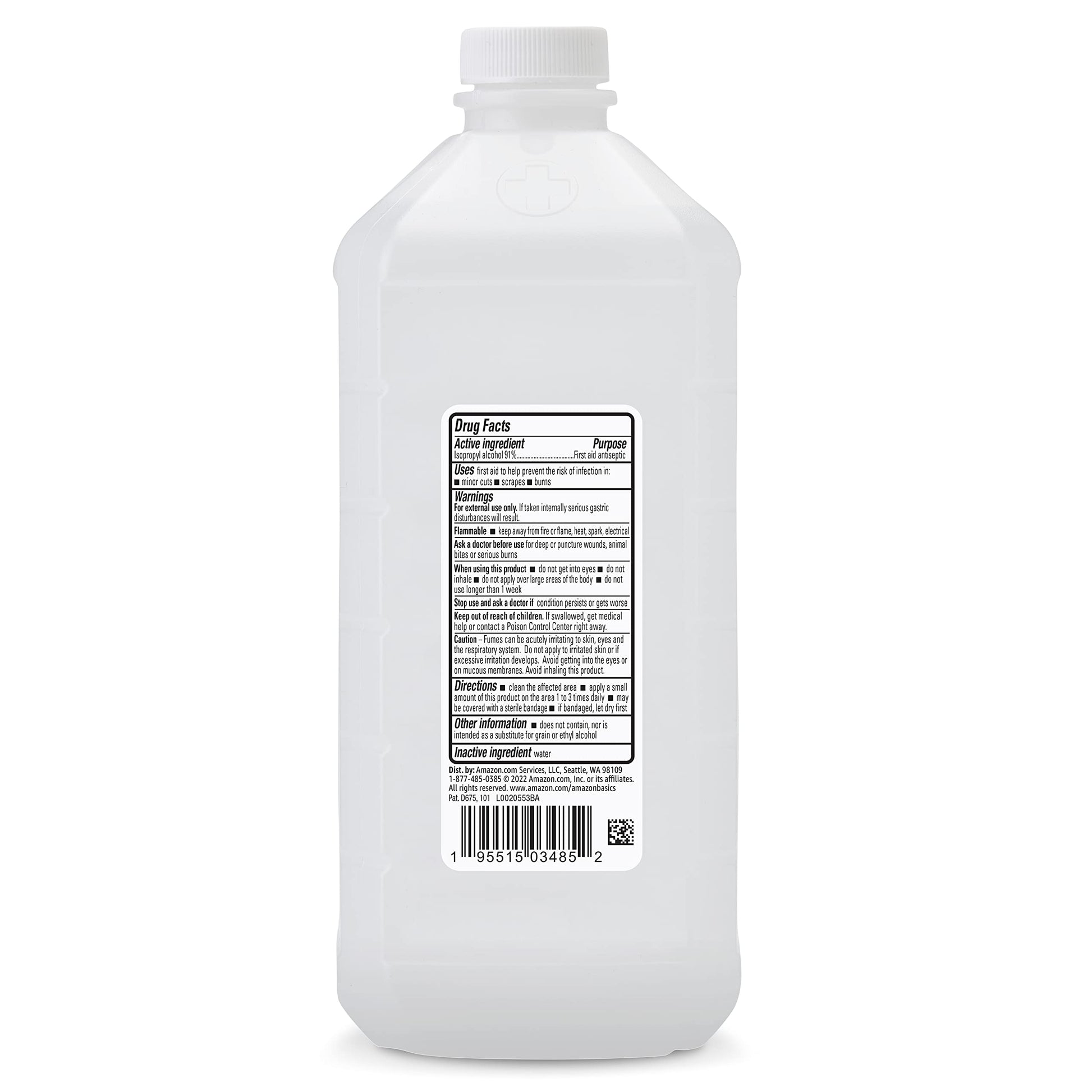 Lavender Amazon Basics Isopropyl Alcohol 91% First Aid Antiseptic, Multipurpose Disinfectant for Minor Cuts and Scrapes, Unscented, 32 fl oz Bottle, Pack of 1 (Previously Solimo)