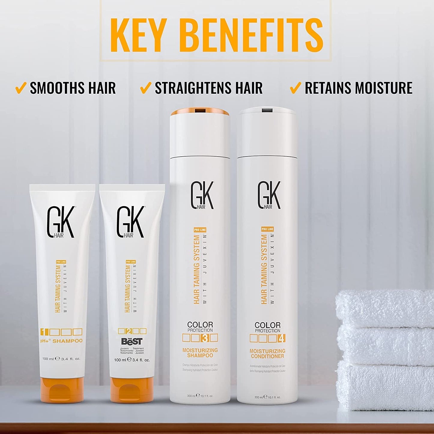 Light Gray GK HAIR Global Keratin The Best Consumer Box Kit (10.1 Fl Oz/300ml) Smoothing Keratin Treatment Professional Brazilian Complex Blowout Straightening For Silky Smooth & Frizzy Hair