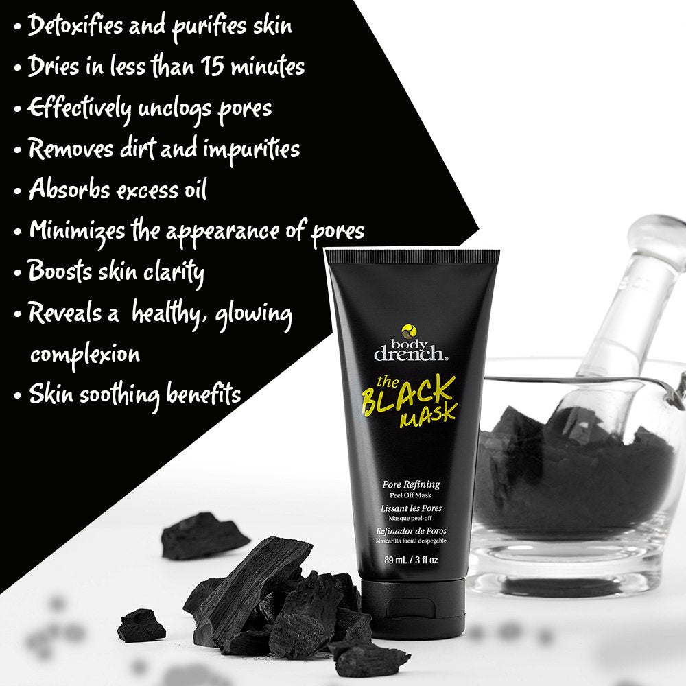 White Smoke Body Drench The Black Mask - Charcoal Face Mask Peel-Off, Blackhead Remover Mask for Face, Deep Pore Cleansing & Blackhead Removal, 2 Pack
