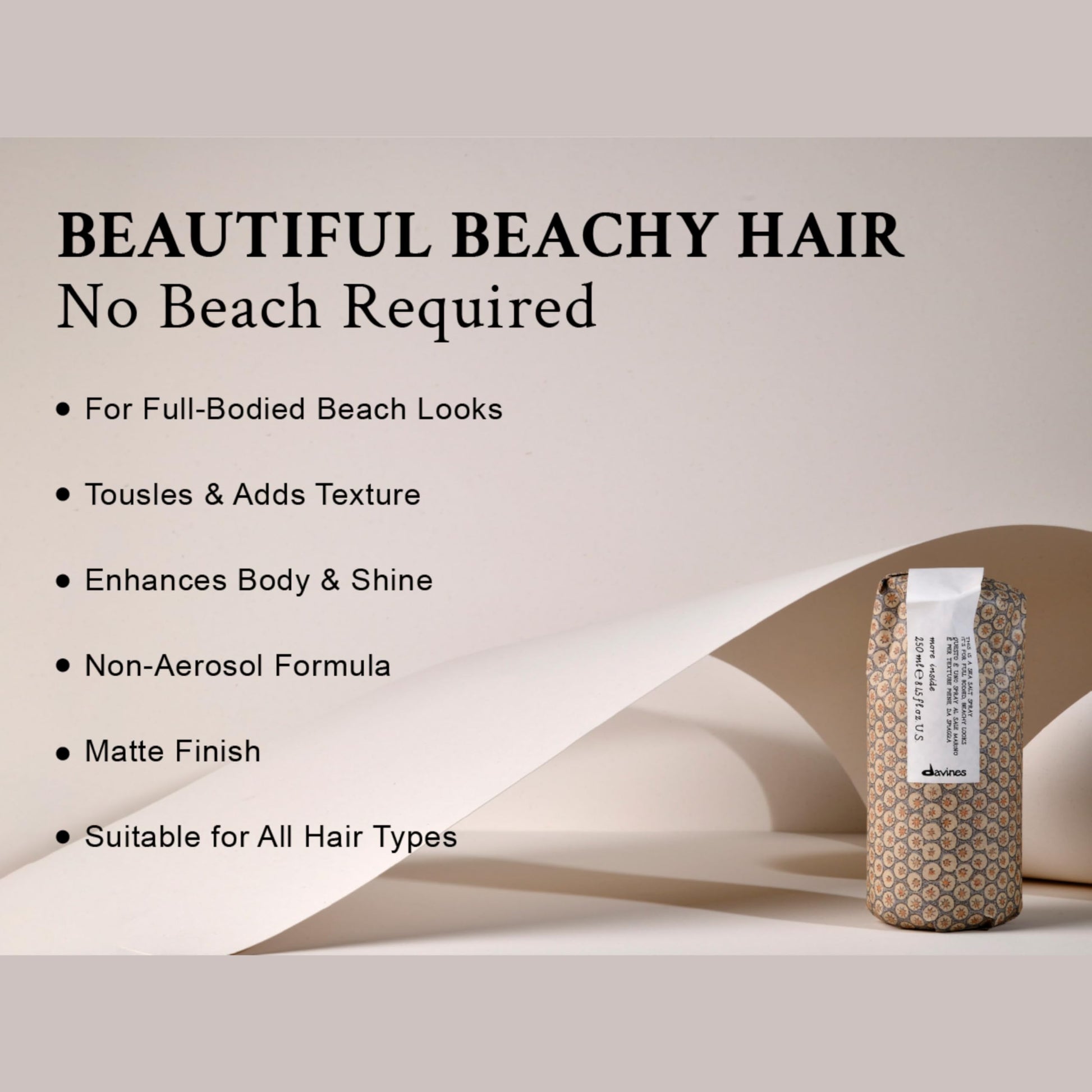 Light Gray Davines This Is A Sea Salt Spray, Light Hold Beachy Waves & Texture - Adds Gritty Texture & Volume for Tousled Looks - Matte Finish, 8.45 Fl Oz