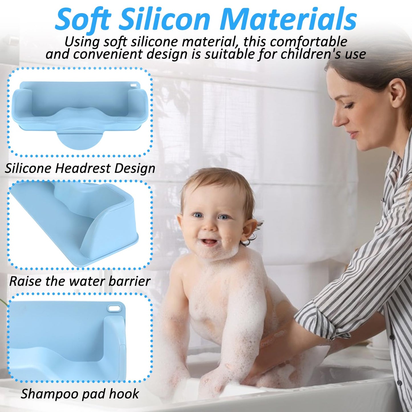 White Smoke Sibosen Hair Washing Station for Kids Hair Washing Neck Pillow with Shampoo Brush, 15 x 8.6 x 3.7 Inches Ergonomic Kids Hairs Washing Station for Sink or Bathtub