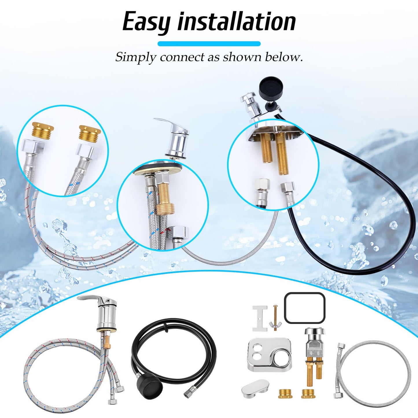 White Smoke Salon Shampoo Bowl Faucet, Hair Salon Sink Faucets Sprayer Hose Set Professional Vacuum Breaker Outside Faucet Kit with Sprayer Replacement Part for Bathroom Sink Shampoo Bed