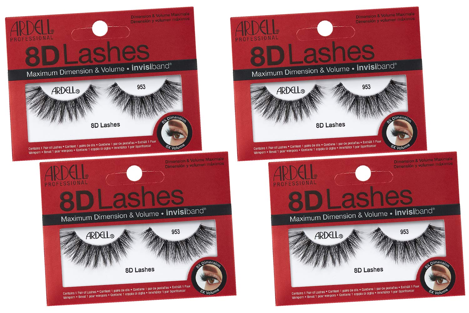 White Smoke Ardell Strip Lashes 8D Lashes 953, 4-Pack