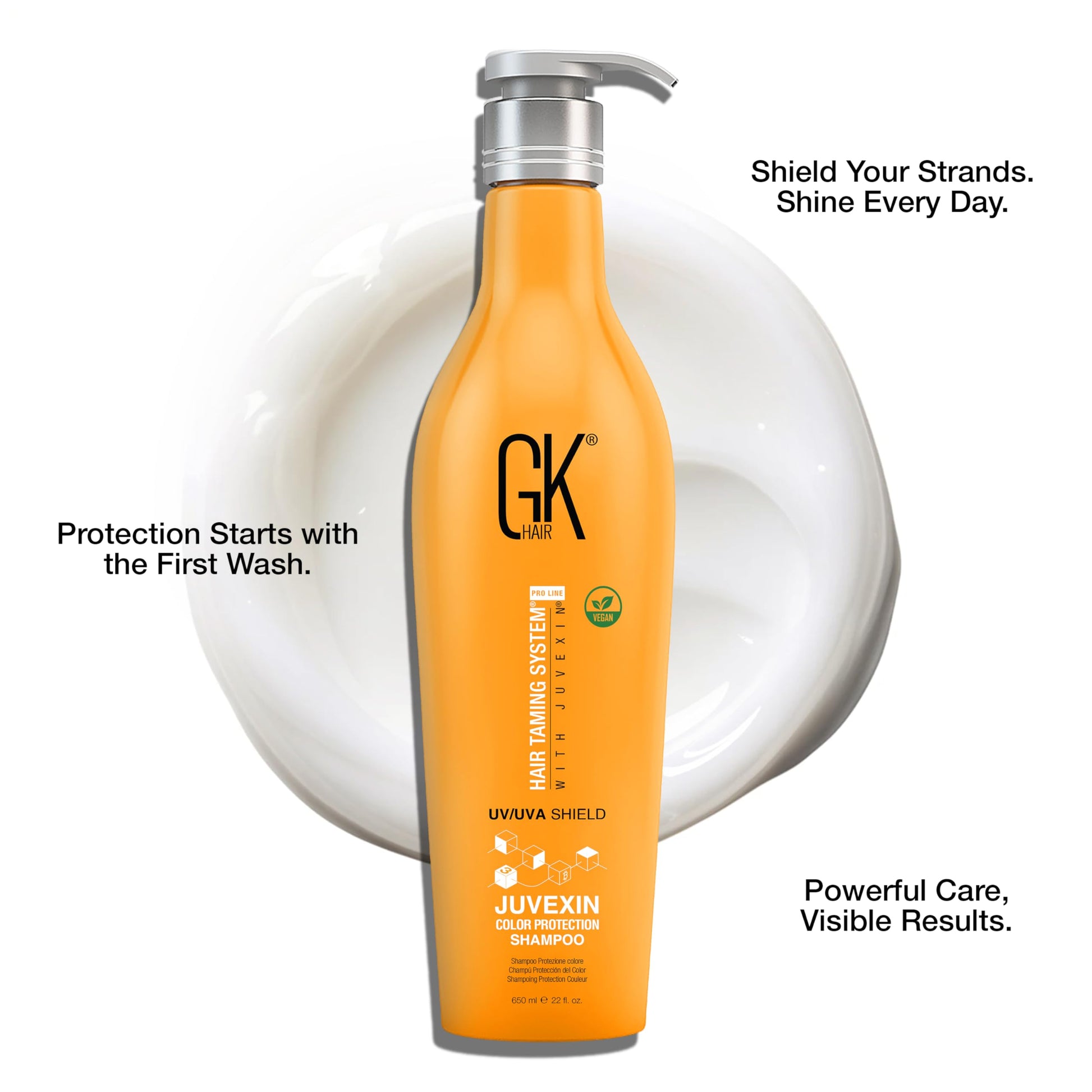 White Smoke GK HAIR Shield Shampoo 22 Fl Oz – Color Safe, UV Protection, Aloe Vera & Argan Oil, Sulfate and Paraben Free, Repairs Damage, Boosts Shine, Hydrating, Vegan Hair Care