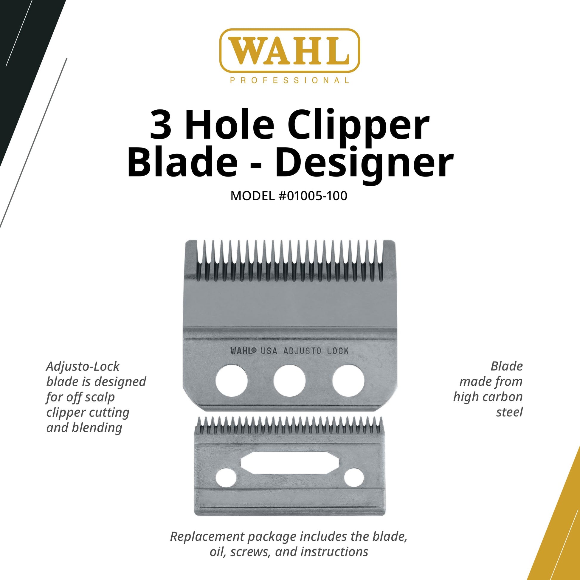 White Smoke Wahl Professional 3 Hole Clipper Blade Designer Adjusto Lock Replacement Blade Fits Senior Cordless Designer Pilot Clippers