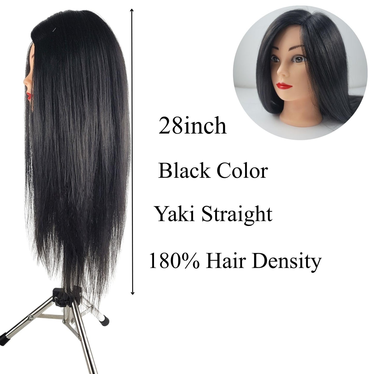 White Smoke 28inch Real Hair Mannequin Head Cosmetology Training Head to Practice Hairstyles Manikin Head for Beginners Hairdresser Hair Braiding, Cutting Learning Teaching