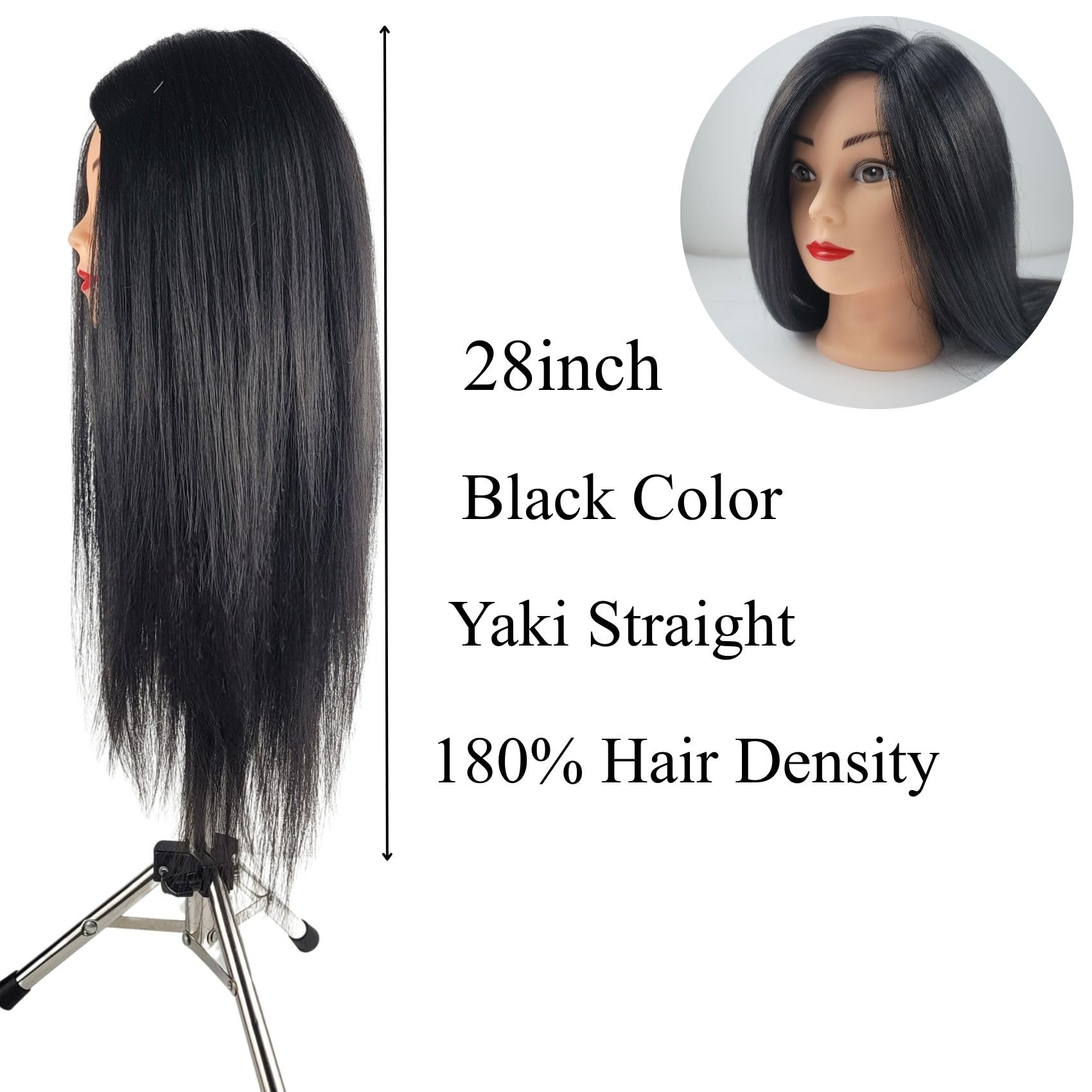 White Smoke 28inch Real Hair Mannequin Head Cosmetology Training Head to Practice Hairstyles Manikin Head for Beginners Hairdresser Hair Braiding, Cutting Learning Teaching