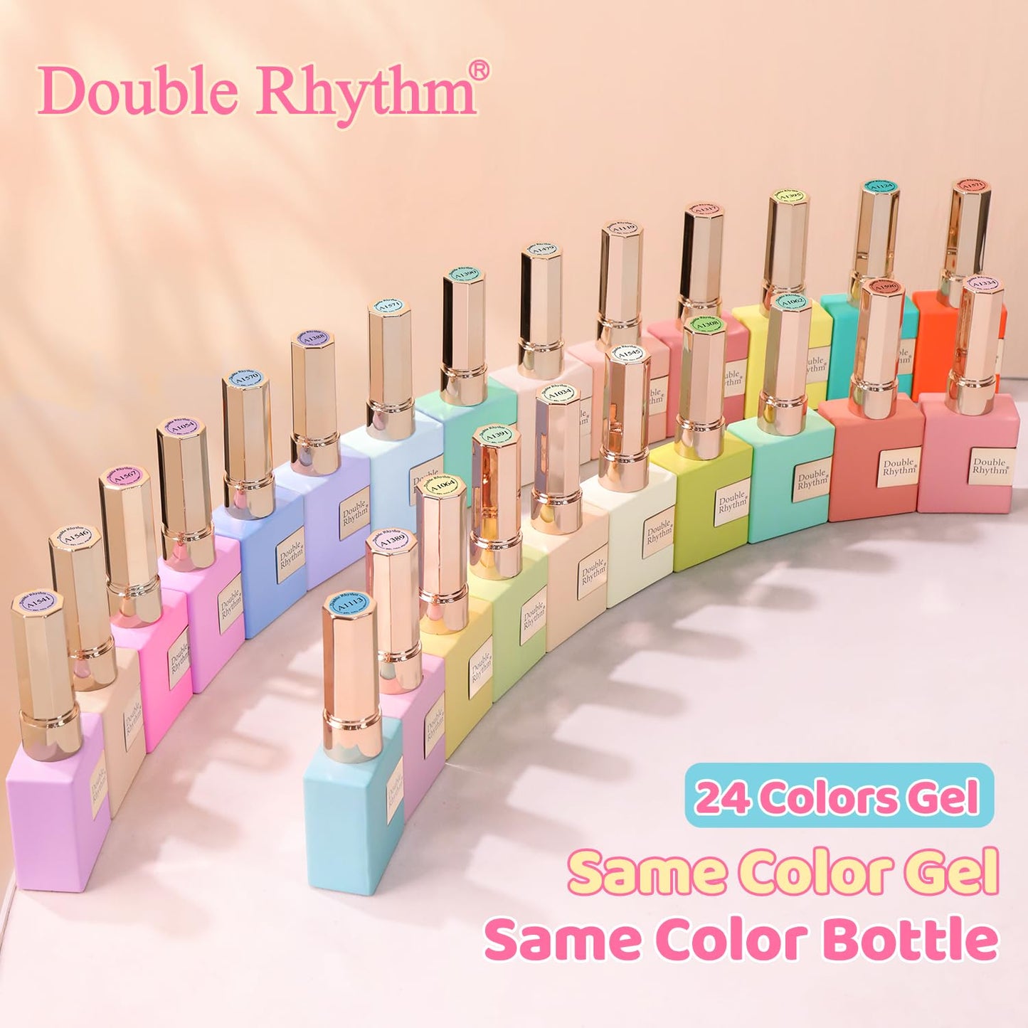 Peach Puff Double Rhythm 28Pcs 0.5Oz Gel Nail Polish Set Same Color Same Bottle Soak Off Gel Polish Kit Nail Art Manicure Salon DIY at Home for Women (Pastel Candy Collection-T24-5)