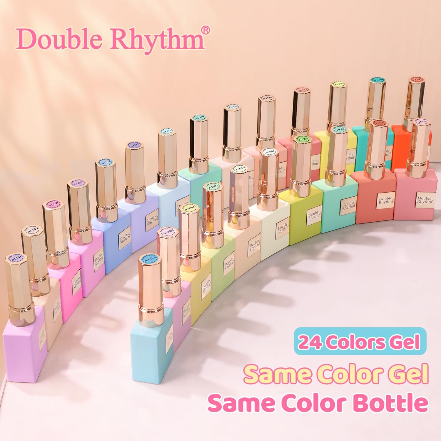 Peach Puff Double Rhythm 28Pcs 0.5Oz Gel Nail Polish Set Same Color Same Bottle Soak Off Gel Polish Kit Nail Art Manicure Salon DIY at Home for Women (Pastel Candy Collection-T24-5)