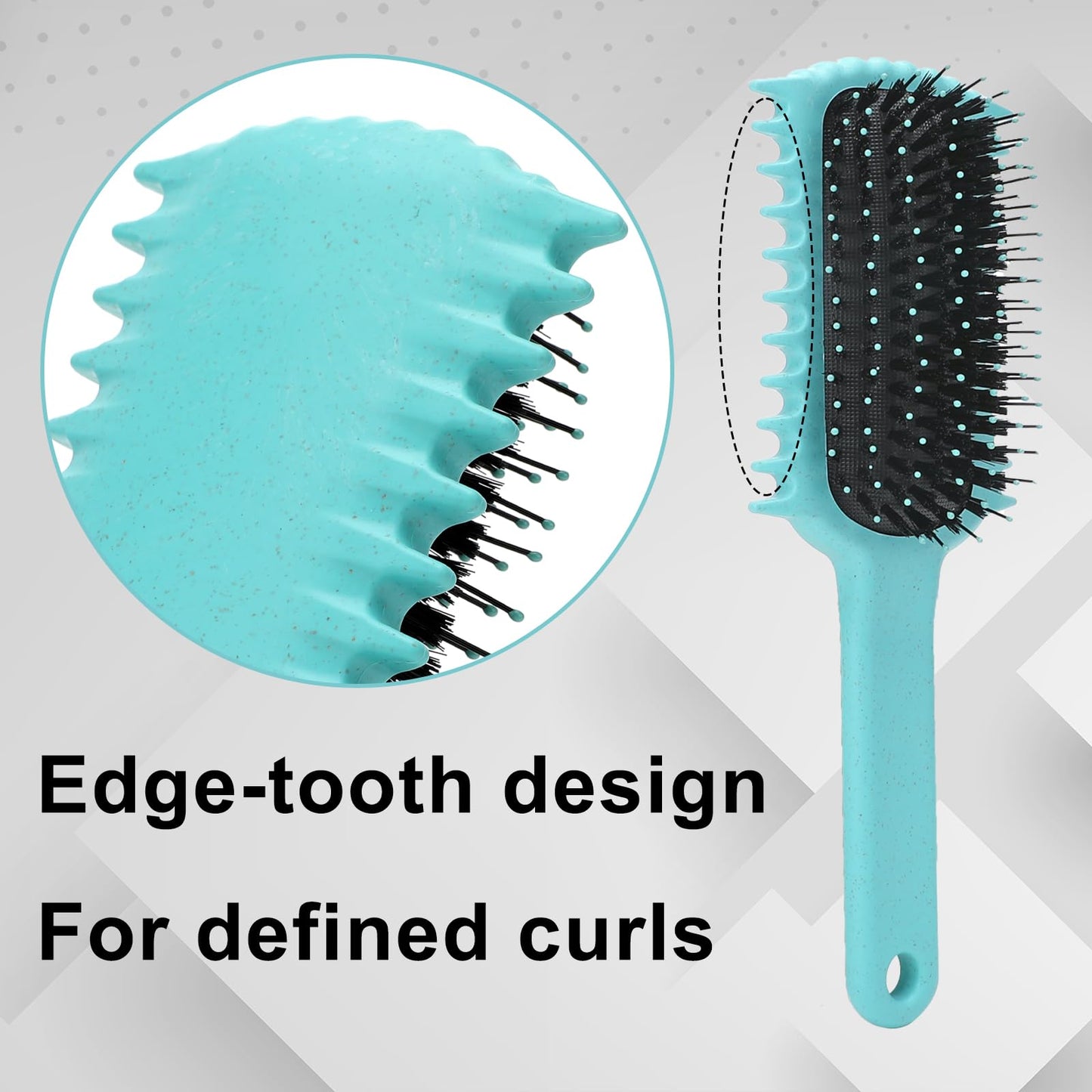 Light Gray Curly Hair Brush, Volume Curl Defining Brush for Detangling Shaping and Styling Women's Curls, Reduce Pulling (Green)
