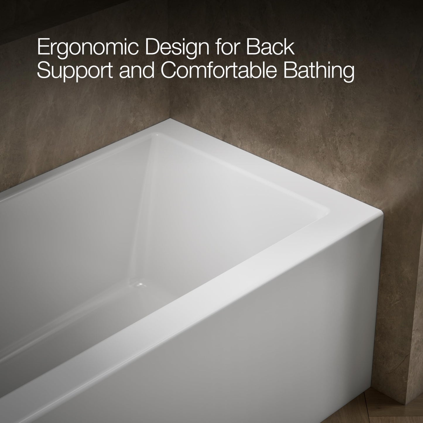Dark Gray Kohler 20201-LA-0 Underscore® 60" x 30" alcove bath with integral apron, integral flange, and left-hand drain, White