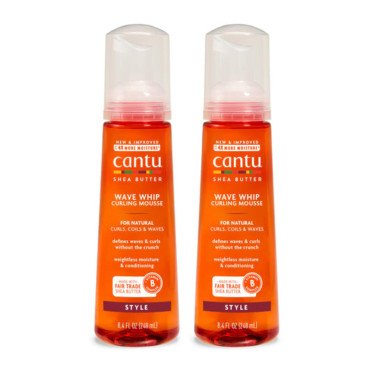 White Smoke Cantu Wave Whip Curling Mousse for Natural Hair with Pure Shea Butter, 8.4 fl oz (Pack of 2)