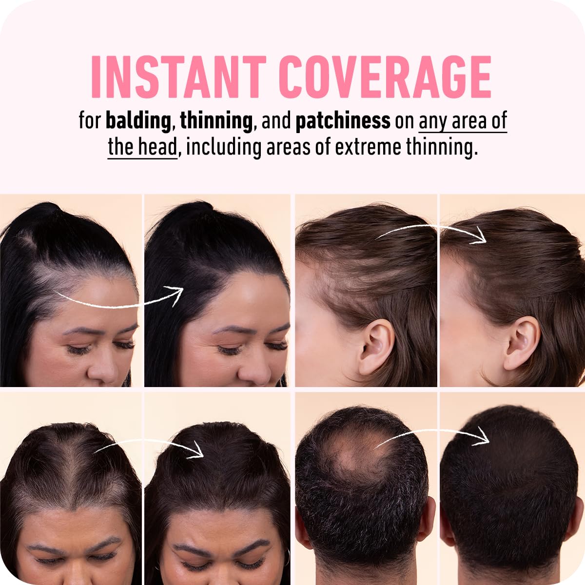 White Smoke BOLDIFY Hairline Powder - Water-Resistant Root Touch Up Hair Color for Gray Coverage - 24-Hour Stain-Proof, Mess-Free Hair Powder for Thinning Hair - Black