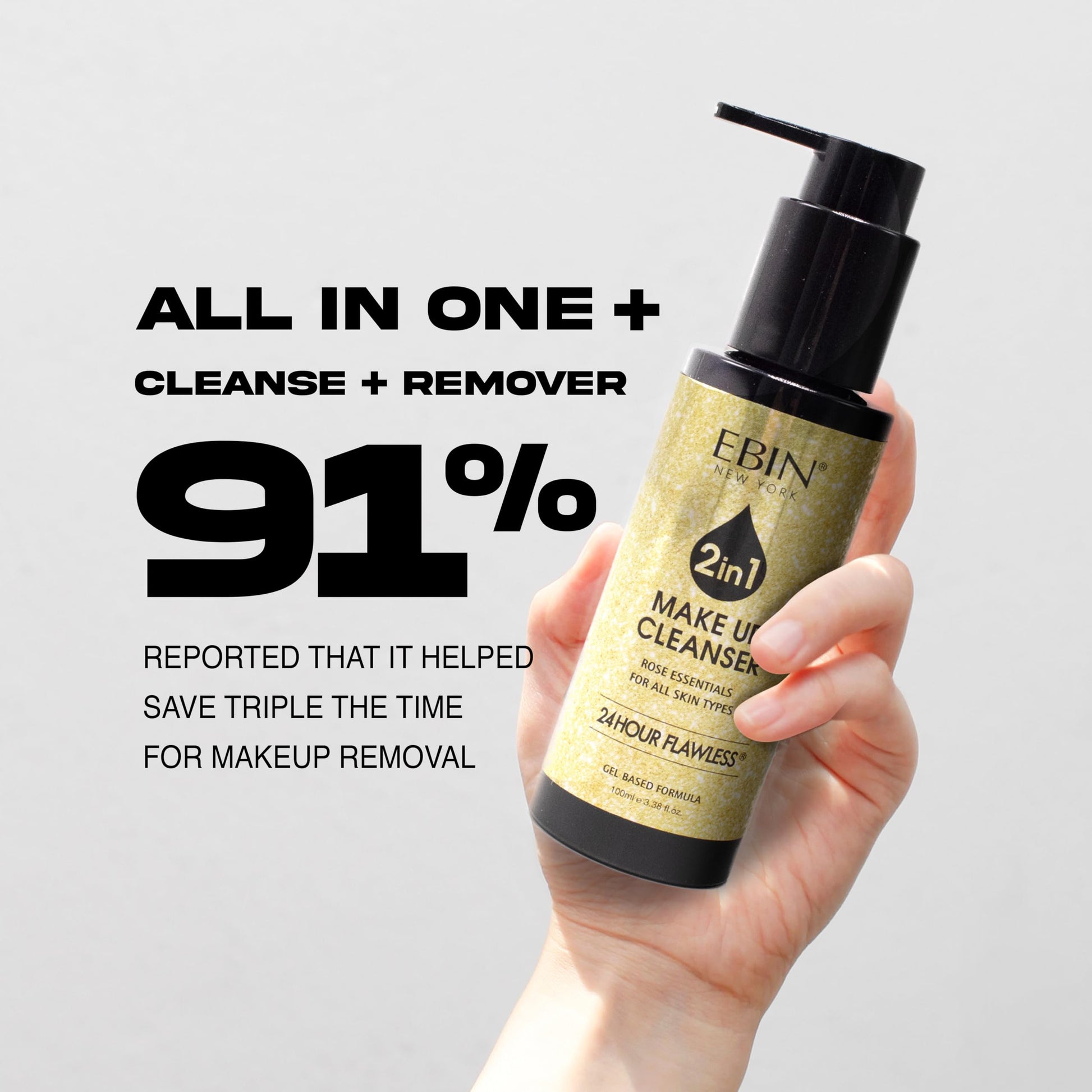 Lavender All About Clean 2-in-1 Makeup Removing Makeup Cleanser 3.38 oz | Gentle Face Cleanser, Toner & Eyes Makeup Remover | Rose essentials for All skin types | 24 hour flawless | Gel based formula