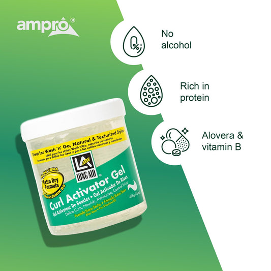 White Smoke AmPro Long-Aid Activator Gel - Enriched with Aloe Vera, Protein, and Vitamin B Complex - Brings Essential Moisture to Strands - Defines Your Natural Curls - Extra Dry - 15 oz