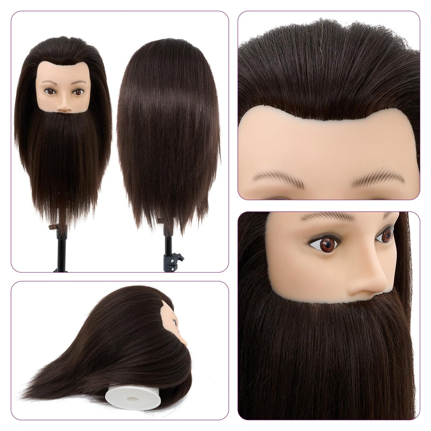 White Smoke Male Mannequin Head with Hair,10" Barber Mannequin Head,Cosmetology Hairdresser Training Doll Manikin Head for Hair Styling and Practice（black）