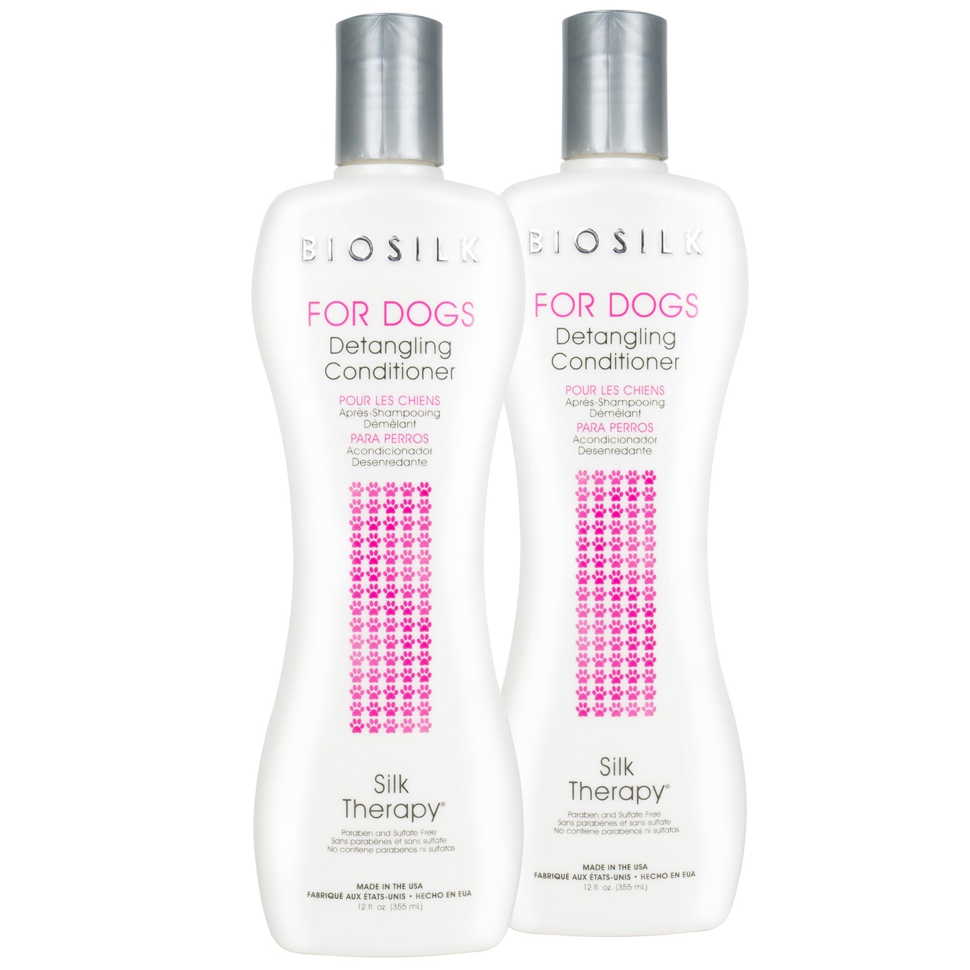 White Smoke BioSilk for Dogs Silk Therapy Dog Detangling Conditioner, Dog Coat Conditioner to Help Smooth Knots and Tangles and Support Soft Manageable Coats During Routine Grooming, 12 Fl Oz - 2 Pack