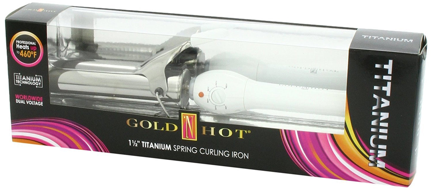 White Smoke Gold 'N Hot Professional Titanium Spring Curling Iron, 1-1/2 Inch