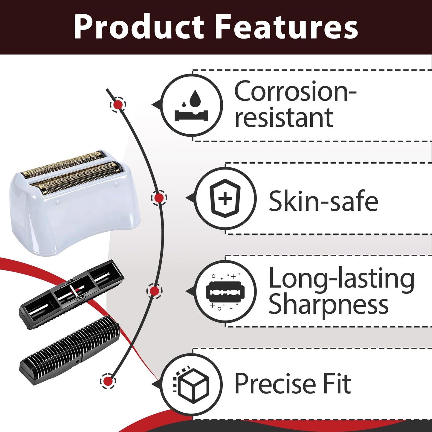 White Smoke 4 Sets Shaver Replacement Foil and Blades Compatible with Andis TS-1 TS-2 17150 17200 17235 17155 ProFoil Lithium Shaver, Stainless Steel Cutter Head