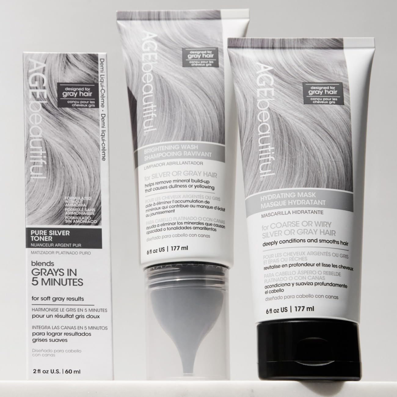 Gray AGE beautiful Hydrating Mask for Wiry, Coarse Silver or Gray Hair, with Silk Amino Acids & Keratin, Deeply Condition & Reduce Frizz for Smooth, Shiny Hair