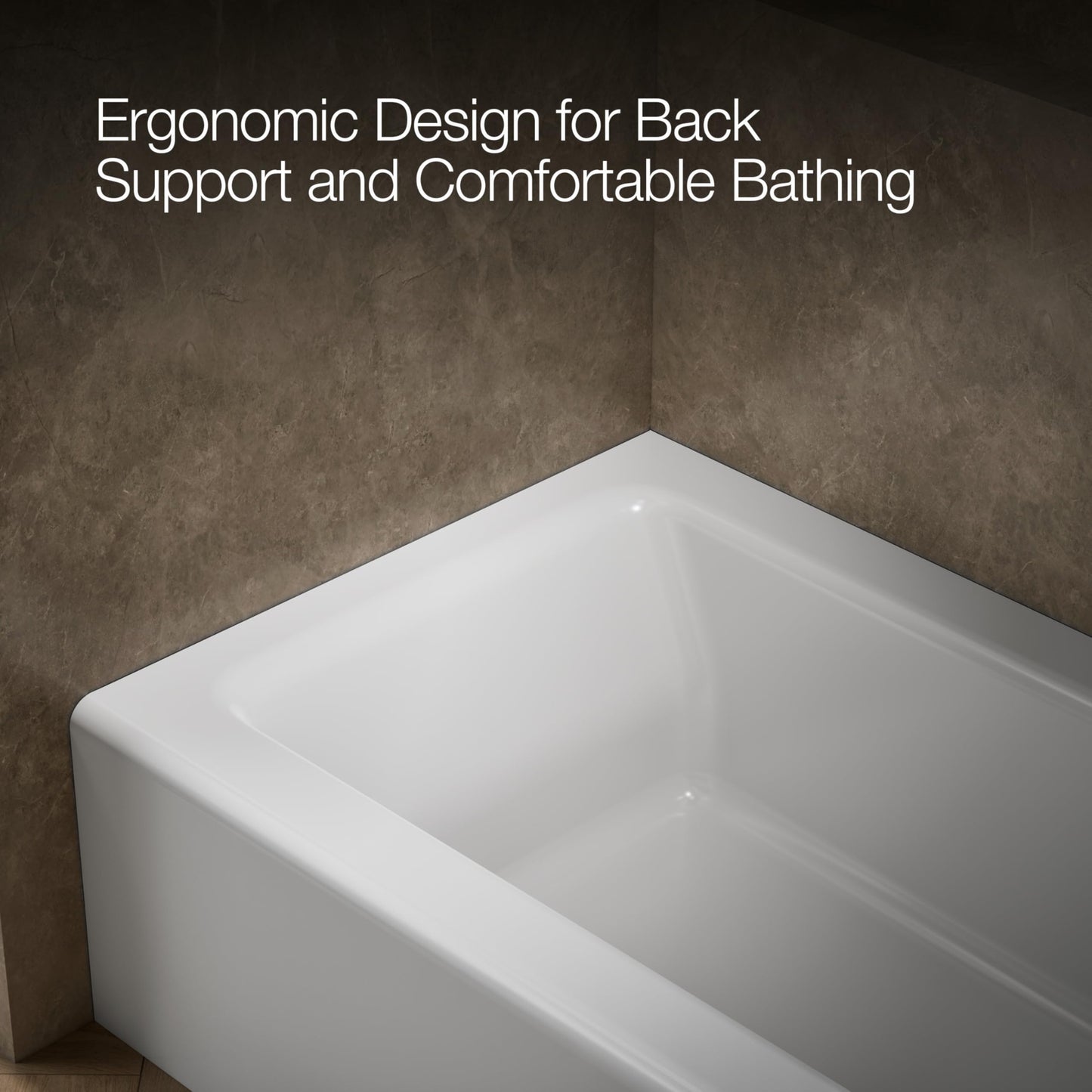 Dark Olive Green KOHLER 876-0 Bellwether 60-Inch x 32-Inch Cast Iron Alcove Bathtub with Integral Apron and Right Hand Drain, White